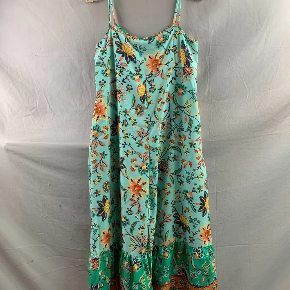 Boho Floral Print Wide Leg Cami Jumpsuit With Pockets